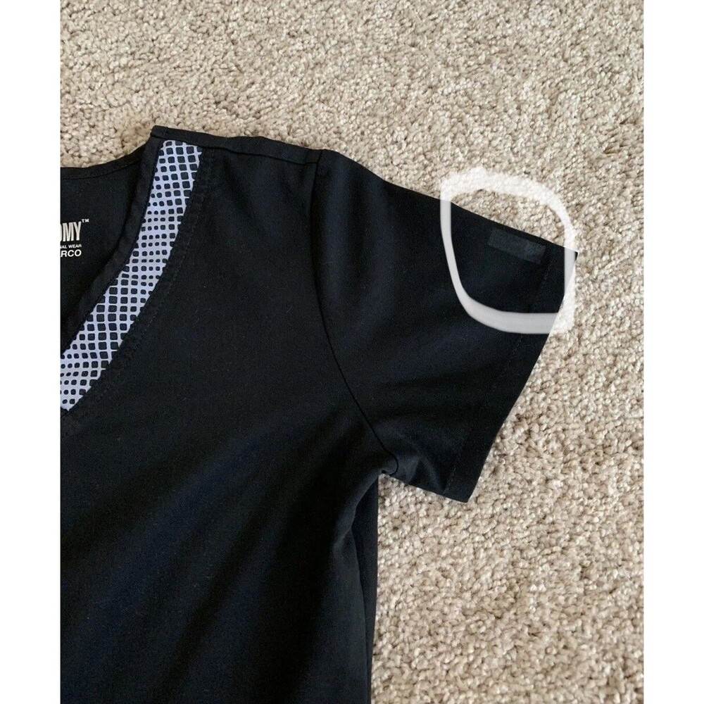 Grey’s Anatomy Active Grid Check Black White Scrub Top 41431 Women's Size XS - Picture 5 of 9